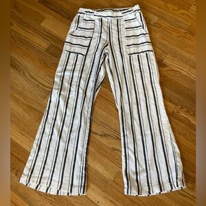 Striped Wide-Leg Cotton Pants